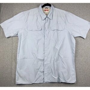 Wrangler Men’s XL Blue Button Down Shirt Short Sleeve Outdoor Western Workwear